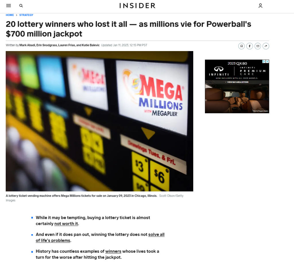 20 Lottery winners Insider link